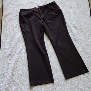 Coldwater Creek Natural Fit Pants Dark Purple Eggplant w/ Black Stripes  Sz 18